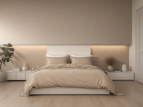 Serene dimly lit minimalist bedroom