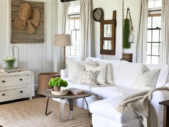 White cottage style living room