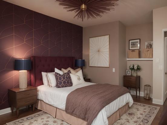 Elegant maroon bedroom decor