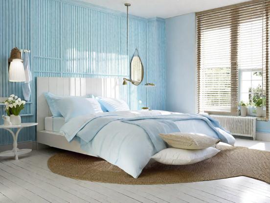 Serene blue bedroom closeup