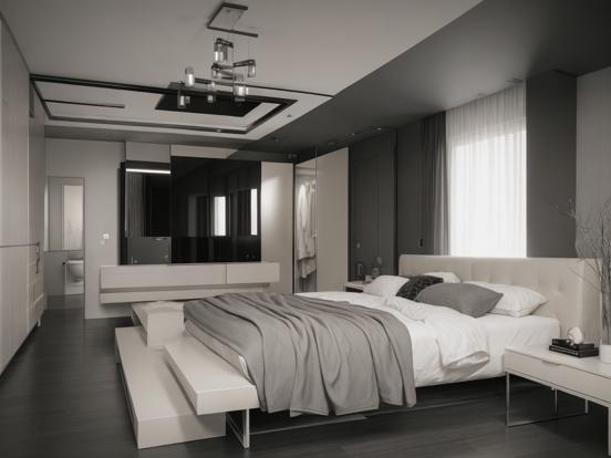 Black white sleek bedroom decor