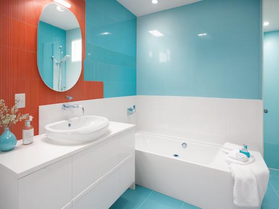 Modern teal orange bathroom