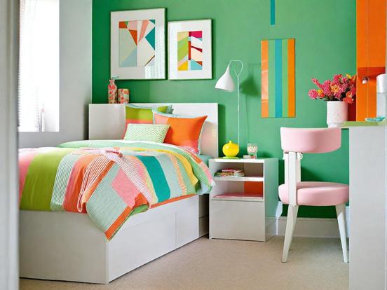 Bright girly room with vivid hues