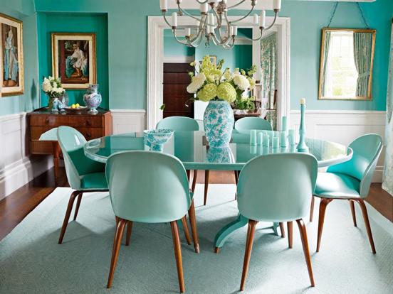 Teal dining room decor 50s