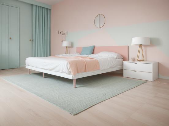 Cozy pastel bedroom setup