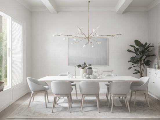 Minimalist white dining room