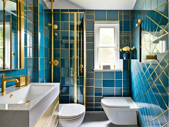 Gold teal bathroom closeup