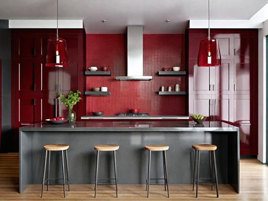 Luxury red black kitchen