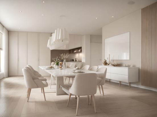 White minimalist dining room