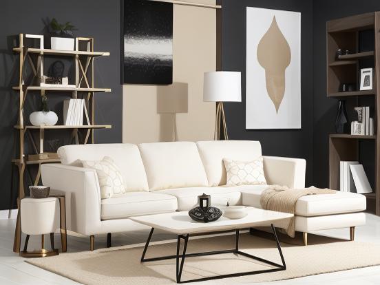 Modern beige living room setup