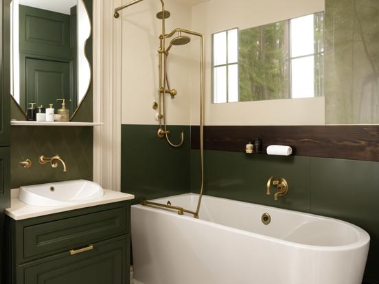 Luxury green gold bathroom decor