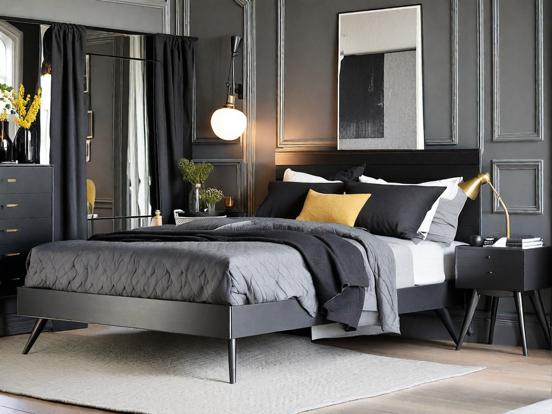 Serene charcoal bedroom decor