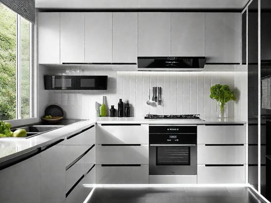 Luxury black white kitchen