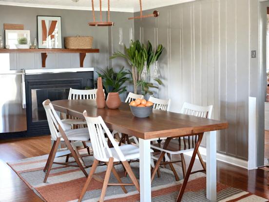 Dining room with fireplace