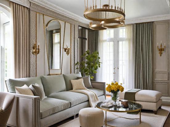 Elegant gold themed living room