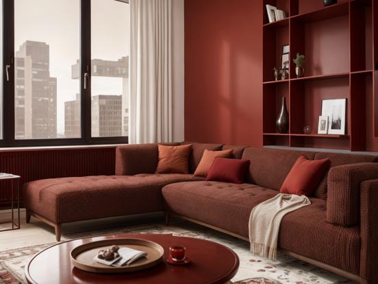 Cozy red-brown living room