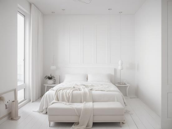 White bedroom bed bench clean