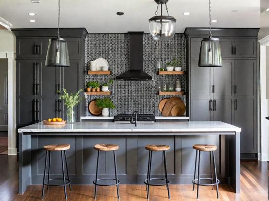 Dark kitchen island Nate Berkus