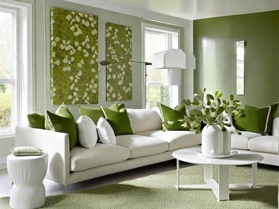 Green themed living room decor