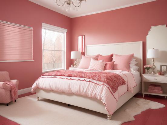 Closeup girly bedroom pink decor