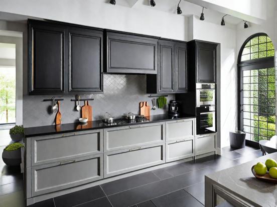 Black white luxury kitchen window