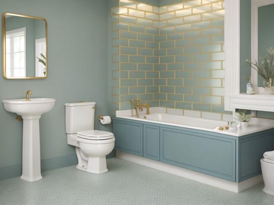 Premium gold teal bath design