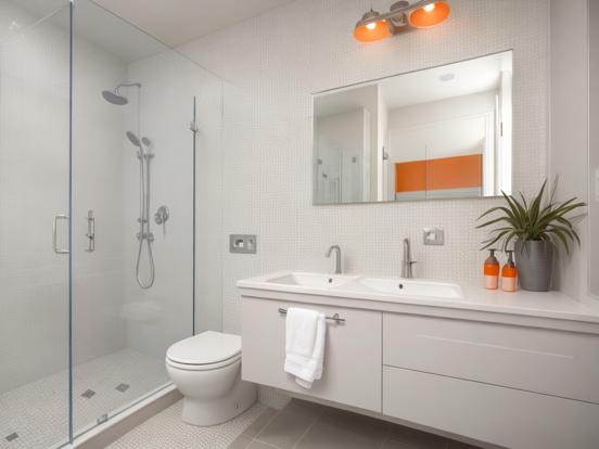 Modern orange white bathroom