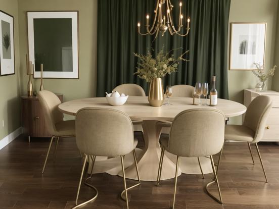 Dining room with green decor