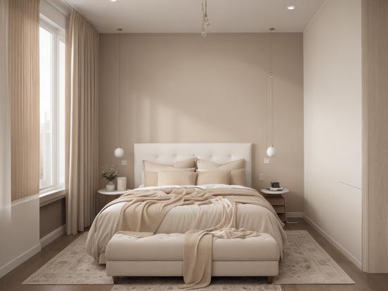 Serene cream bedroom interior