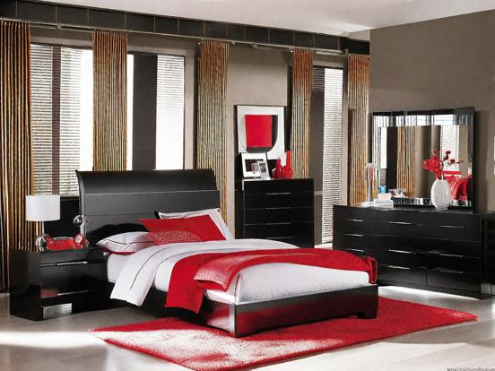 Red black luxury bedroom decor