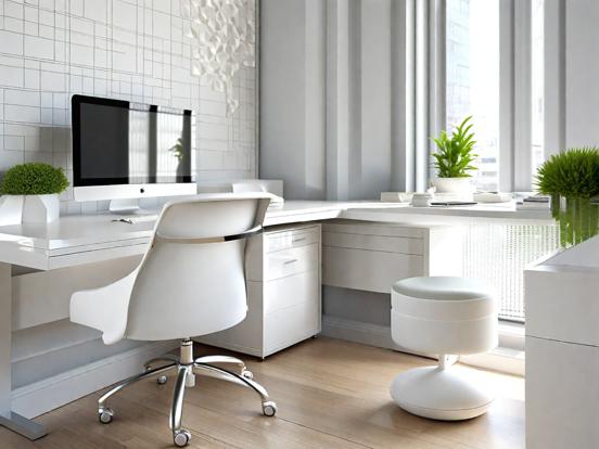 Minimalist white home office