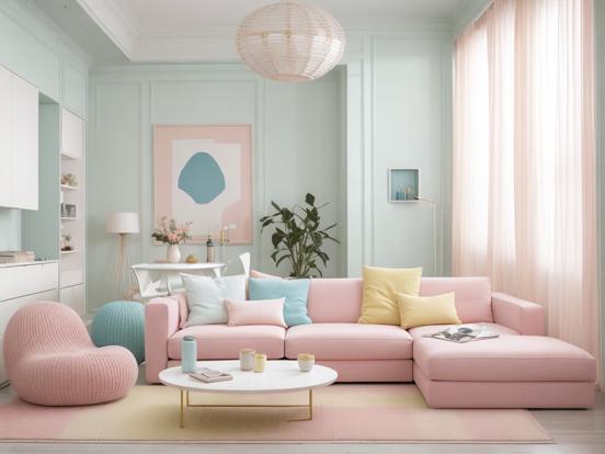 Bright pastel living room decor