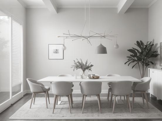 Minimalist grey dining room