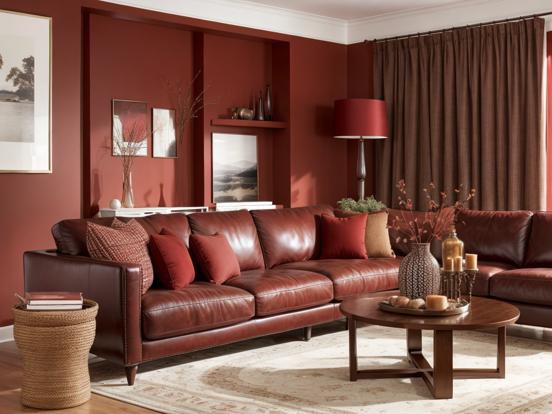 Warm red brown living room