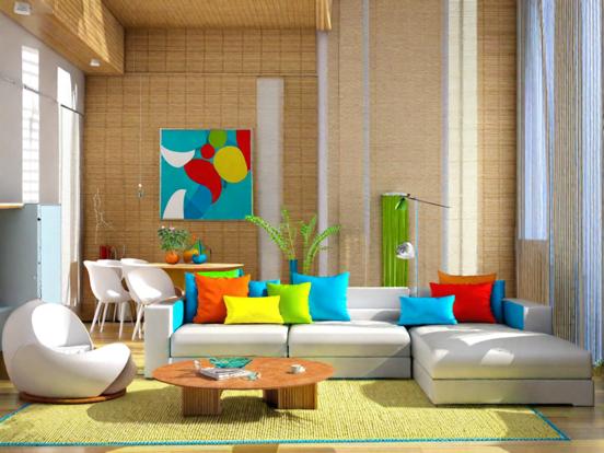 Bright colorful pillows room