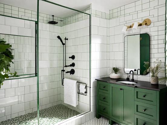 Green black bathroom cabinet