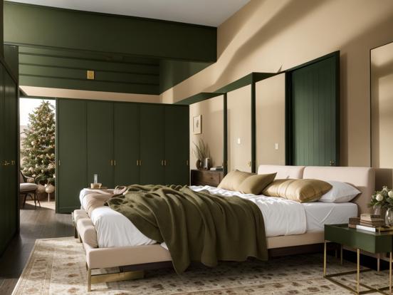 Cozy green bedroom with decor