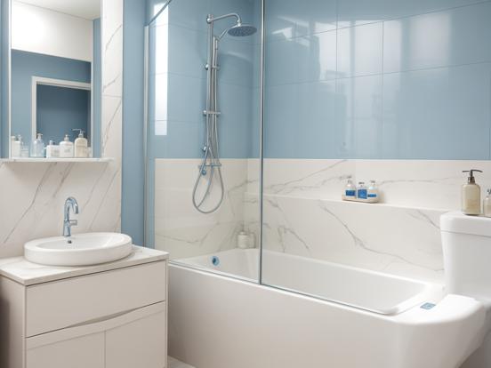 Modern blue white bathroom