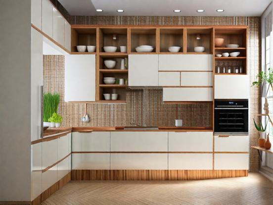 Luxury wooden kitchen closeup