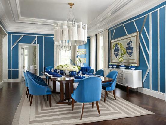 Blue dining room table set