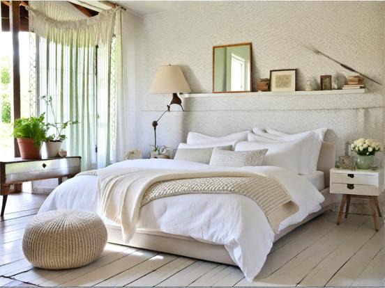 Serene white bed closeup