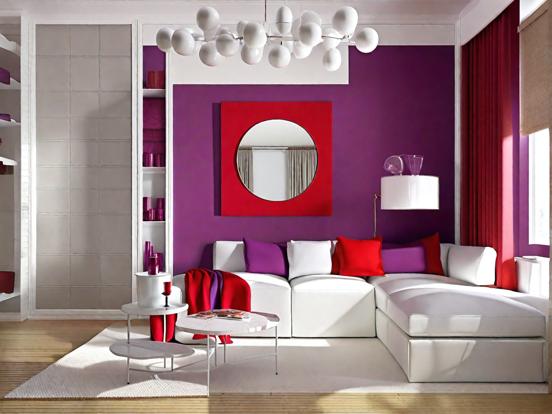 Bright purple living room decor