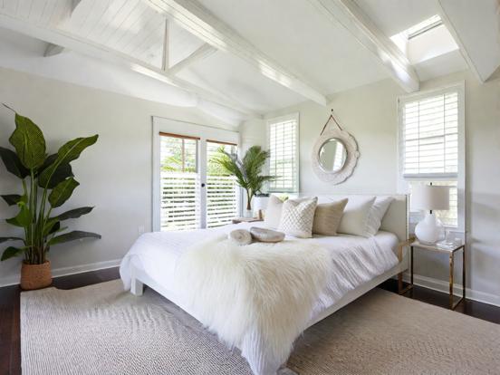 Serene white bedroom setup