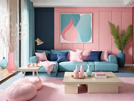 Bright pastel living room