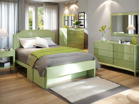 Green bedroom with elegant decor