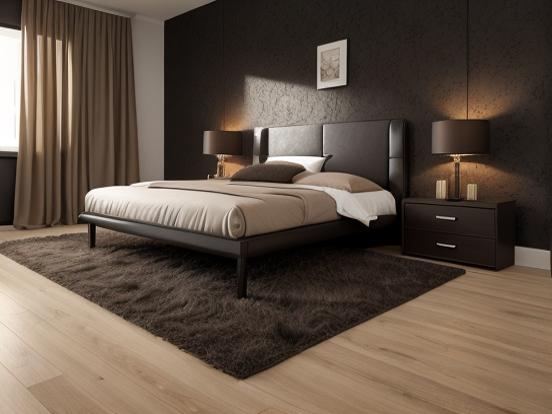 Dark serene bedroom with bed