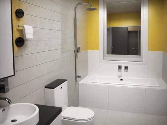 Modern yellow black bathroom