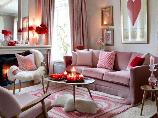 Cozy pink Scandi living room