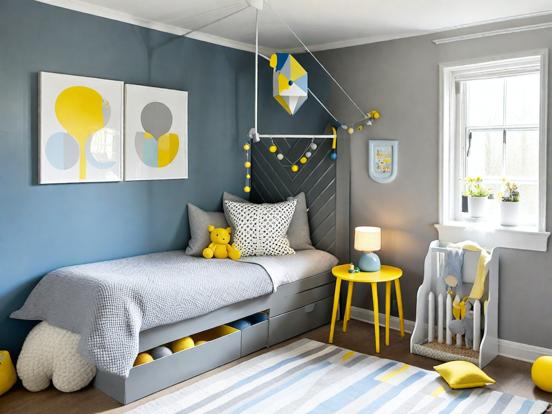 Blue yellow child's bedroom