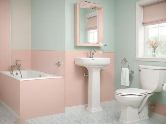 Pastel bathroom with fixtures